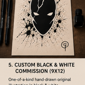 05 Custom Original Art Commission, Black & White (9×12)